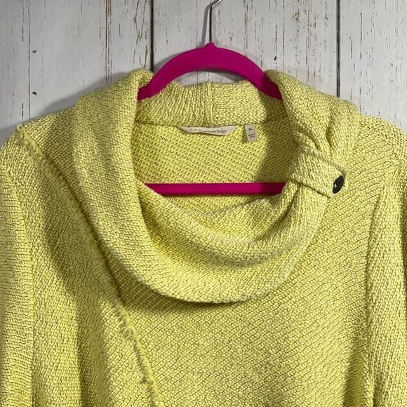 Soft Surroundings Yellow Cowl Neck Button Hem Knit Sweater Tunic Cozy Fall Layer - Picture 2 of 15
